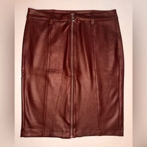 D. Jeans Skirt women's Size 6 Burgundy Front Zip Up pencil Skirt Stretch Classic
